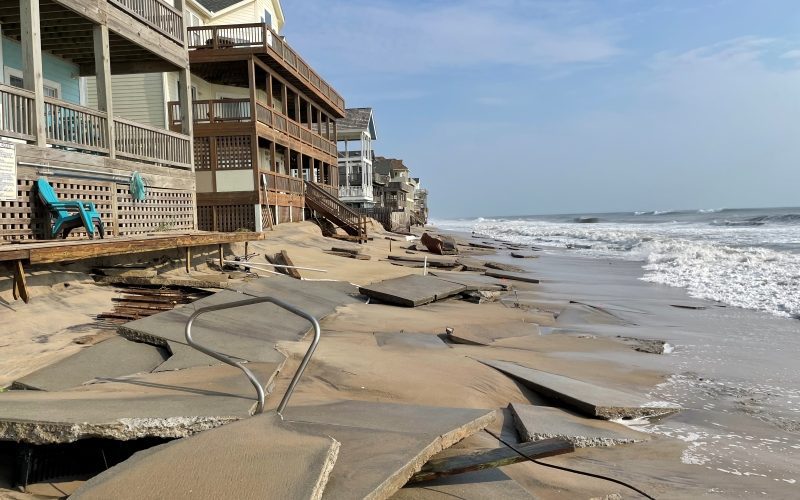 Broken concrete and other debris are shown Sunday along the oceanfront near the north end of Rodanthe. Photo: National Park Service