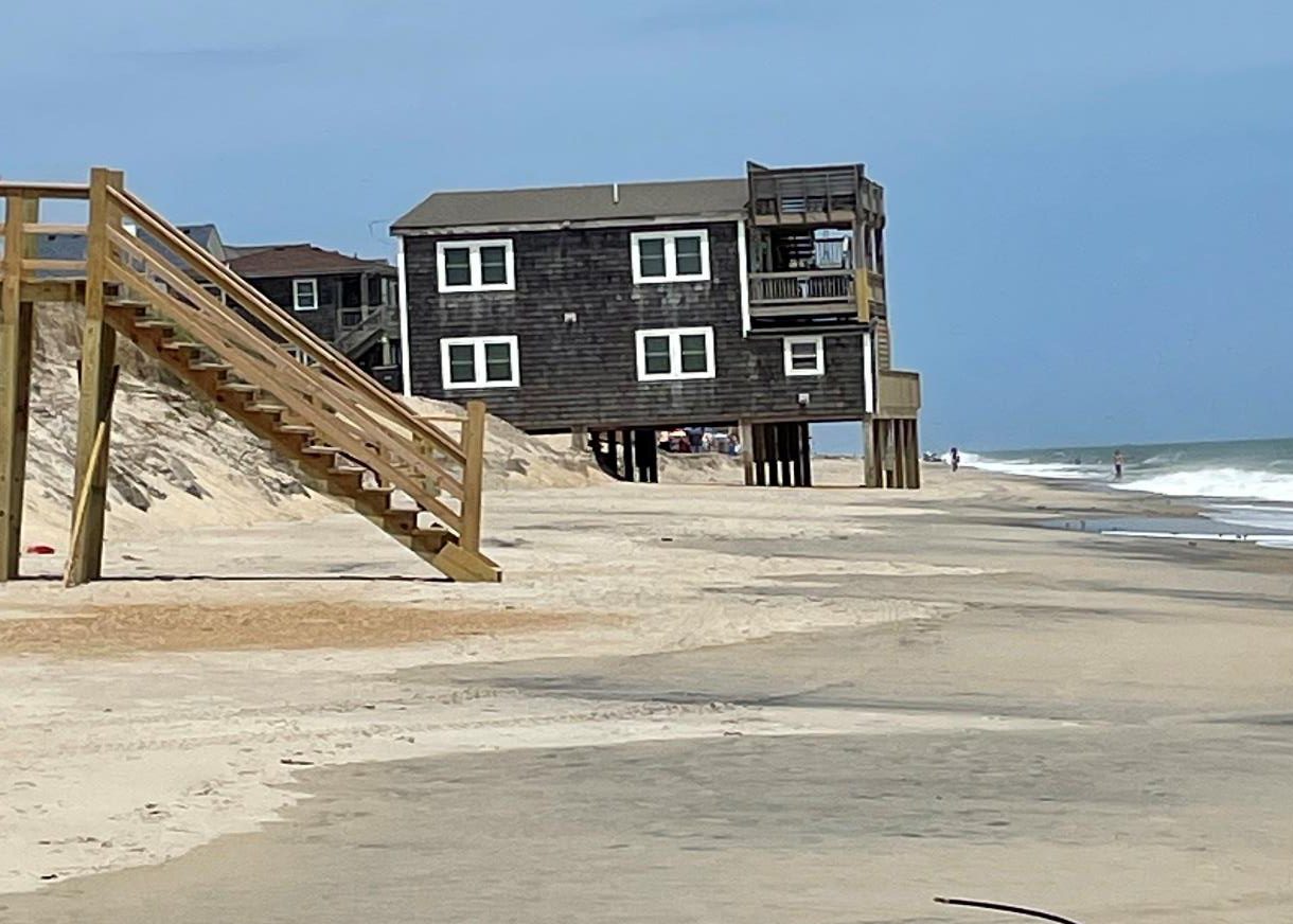 An oceanfront house in Rodanthe that collapsed in August 2024 is shown in this National Park Service photo dated July 30, 2024.